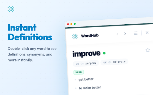 WordHub - Vocabulary Learning Assistant :: Look up words with Alt+D. Get definitions, pronunciation, frequency data, and build your vocabulary. Perfect for language learners.