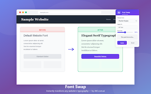 Font Swap :: Instantly change fonts on any website. Choose from 20+ popular typefaces. by AIO.com.ai