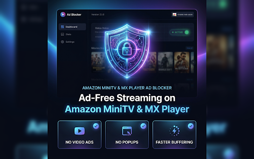 Amazon MiniTV & MX Player Ad Blocker :: Automatically blocks all ads on Amazon MiniTV and MX Player websites. Install once and enjoy ad-free streaming!