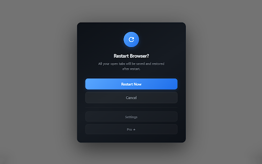 ChromeResetButton :: Restart your Chromium-based browser with one click. All tabs are preserved.