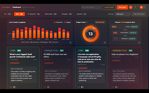 Arc Finders - Launch your product on Reddit :: Launch your product on Reddit the right way. Find communities, craft rule-compliant posts, and join conversations organically.