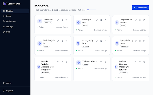 LeadMonitor :: Automatically monitor Facebook groups for leads