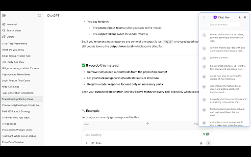 GPT Chat Nav :: Navigate ChatGPT conversations with a floating sidebar showing all your prompts
