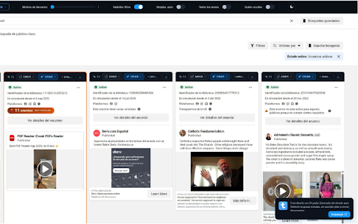 Trulubook :: Filtra anuncios duplicados, busca nichos ES/EN/PT, ve días activos, descarga creativos y analiza con IA en Facebook Ad Library.
