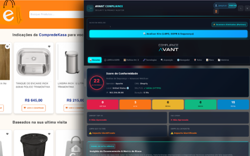 Compliance Avant - Escaner de Privacidade e Compliance :: Auditoria de conformidade em tempo real com LGPD, GDPR, ISO 27001 e análise profunda de segurança web e vulnerabilidades.