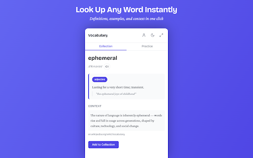 Voca-Voca: English Vocabulary Builder, Dictionary & Flashcards :: Grow your English vocabulary as you read. Highlight any word for instant definitions, pronunciation, and spaced-repetition review.