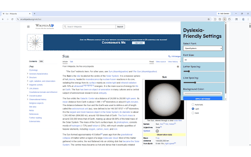 LexiLens :: Enhance web readability for users with dyslexia. Change fonts, font size and webpage color schemes to improve readability.