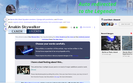 R3-D1 droid for navigating Wookiepedia :: Automatically redirects users to the Legends version of articles on Wookiepedia.