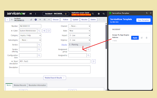 ServiceNow Template AutoFill :: Automatically fill ServiceNow Next UI forms with saved templates