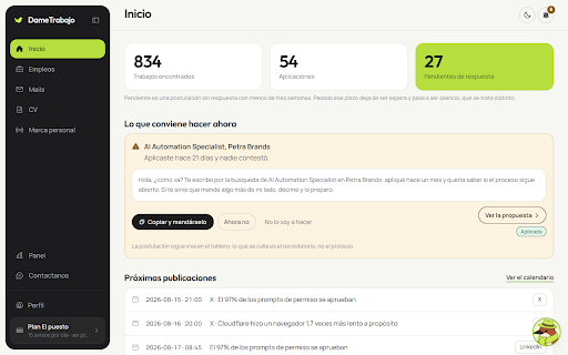 DameTrabajo :: Guarda avisos de LinkedIn y de los portales de empleo, completa el formulario con tus datos y sigue cada postulación.