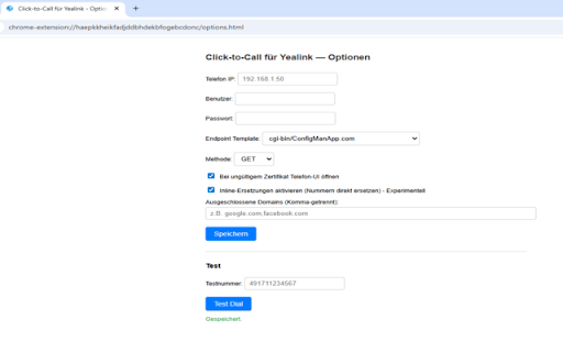Click-to-Call für Yealink :: Rufe Yealink-Telefone direkt aus dem Browser an – mit Kontextmenü, tel:-Link-Unterstützung und Inline-Nummernerkennung.