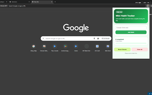 Mini Habit Tracker :: Track small daily habits inside a simple browser popup.