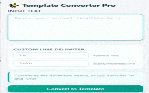 Template Converter Pro :: Convert multi-line text to single-line template strings with customizable delimiters