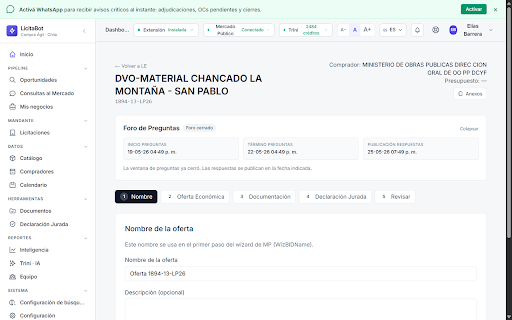LicitaFlow :: Postula a Compra Ágil y Licitaciones LE de Mercado Público desde tu dashboard LicitaFlow