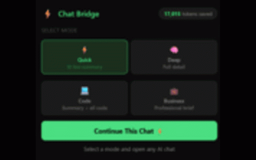 ChatBridge :: Compress your AI chat and continue it in a new tab