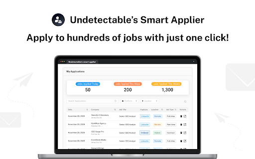 Undetectable’s Smart Applier :: ⚡ Need a Job Fast? Undetectable’s smart applier will do all the work for you.
Our AI won't take your job—it will get you one!…