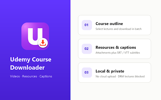 Udemy Course Downloader - Videos & Resources :: Download Udemy course lectures, resources, and captions. Pick quality in the side panel. DRM not supported.