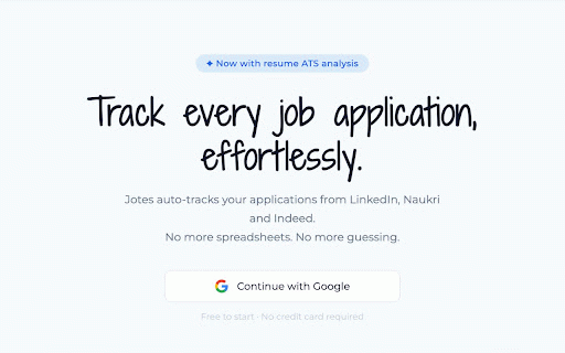 Jotes - Auto Job Tracker :: Auto-track your job applications from LinkedIn, Naukri and Indeed