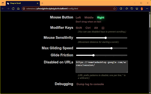 Drag to Scroll :: Drag the mouse to scroll the page.