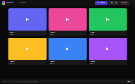MultiView :: Watch up to 32 videos simultaneously in a grid or tiled windows