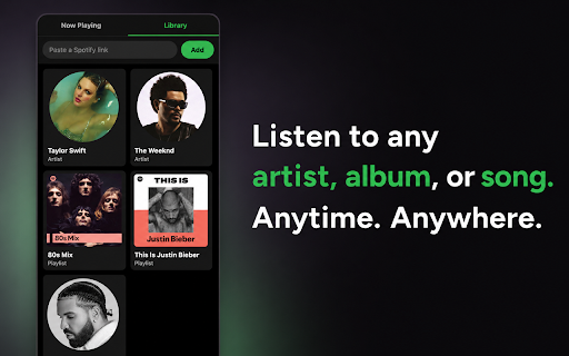 Spotify Side Panel - Music Player & Library :: Spotify side panel mini player - pin playlists, albums & tracks, play music while you browse. No login required.