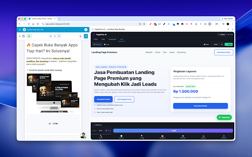 PageFlow AI - Landing Page Builder :: AI landing page builder: generate, visually edit & inject pages to your marketing platform editor. Bring your own AI key (BYOK).