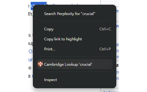 Cambridge Dictionary Lookup :: Look up words on Cambridge Dictionary with Alt+Click or right-click
