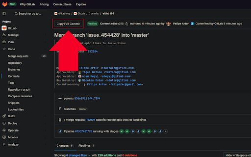 GitLab Commit Grabber :: Adds a button to copy commit information to the clipboard