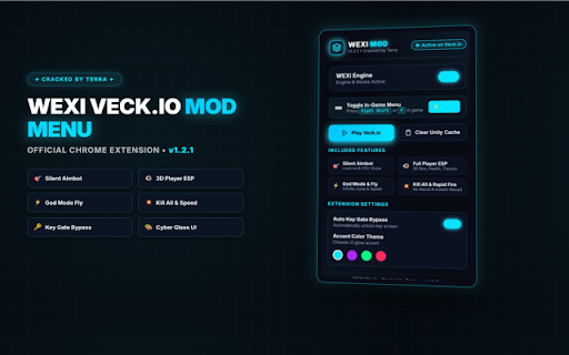 WEXI Veck.io Mod Menu :: Mod Menu for Veck.io with Aimbot, ESP, God mode fly, Kill all, and custom theme cracked by Terra.