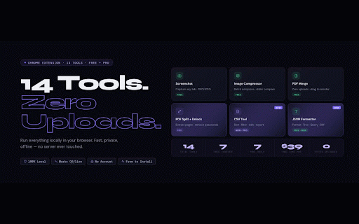 LocalKit – PDF, Image & Text Tools (No Uploads) :: Replace 10+ tools. PDF merge, image compressor, screenshot & more — all running locally. No uploads, no tracking.
