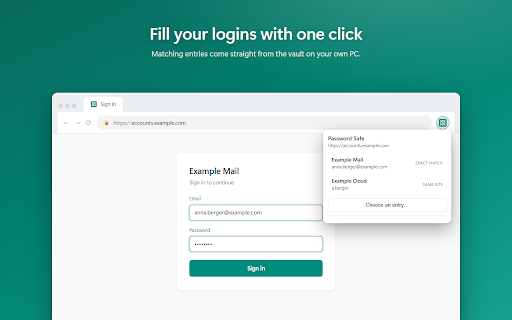 Password Safe :: Fill logins from your Password Safe vault. Requires the Password Safe app for Windows.