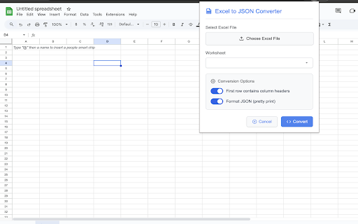 Excel to JSON Converter :: Convert Excel files to JSON format with ease