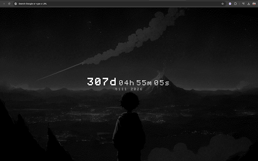 New Year Countdown :: A minimalist countdown to the next year, right in your new tab page!