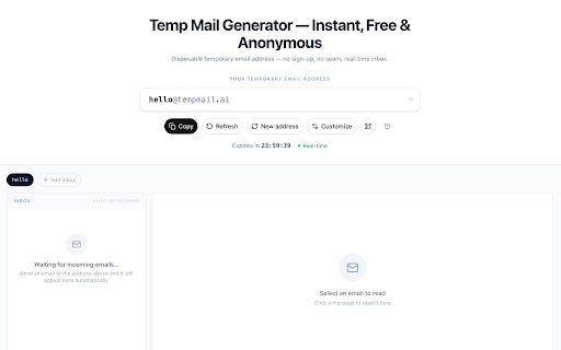 Temp Mail: Disposable Email Autofill :: One-click temporary & disposable email autofill for any signup form. Block spam, get verification codes, protect your inbox. 🛡️