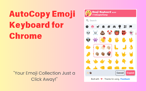 AutoCopy Emoji Keyboard for Chrome :: Quickly copy your favorite emojis with CopyEmoji, a simple and easy-to-use extension.