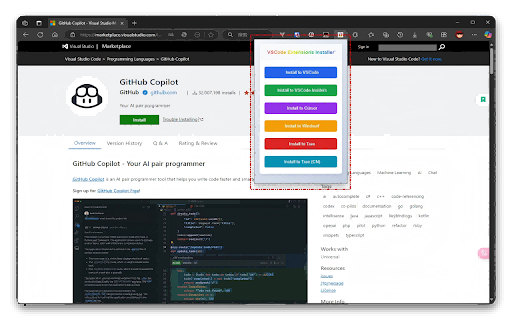 VSCode Extensions Installer :: A browser extension to install VSCode extensions directly from the marketplace.