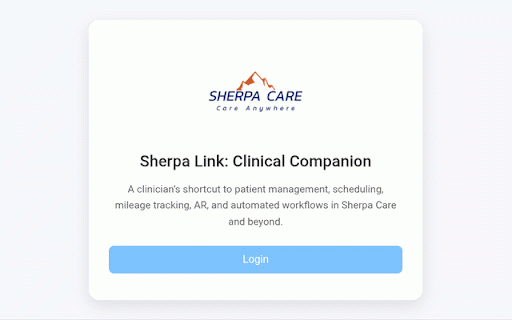 Sherpa Link: Clinical Companion (PT) :: A clinician’s shortcut to patient management, scheduling, mileage tracking, AR, and automated workflows in Sherpa Care and beyond.
