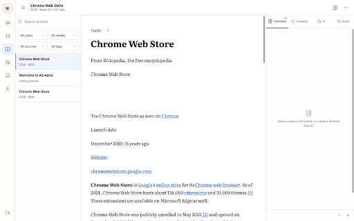 Ad Astra Web Clipper :: Extract the current article and save it into Ad Astra.