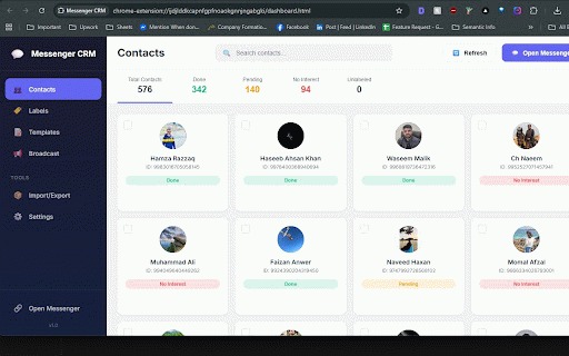 Messenger CRM :: Simple CRM for Messenger to mark conversations as Done, Pending, or Not Interested.
