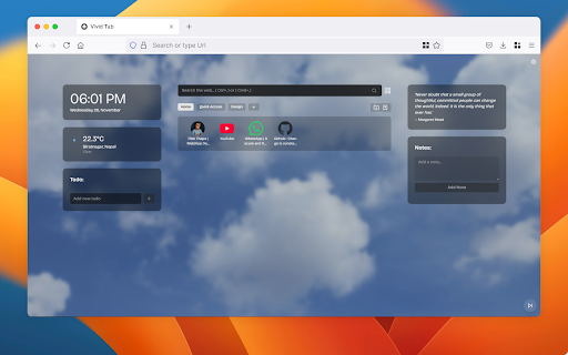 Vivid Tab :: "VividTab: Your dynamic new tab for a brighter, more productive browsing experience."