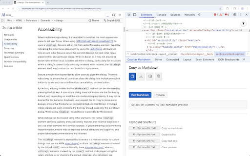 DevTools to Markdown :: Copy HTML elements from DevTools as Markdown