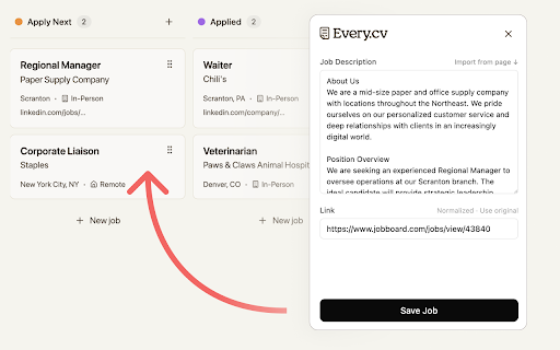 Every.cv :: Save jobs in one click, then optimize your resume and cover letter for each role in Every.cv.