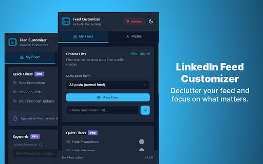 LinkedIn Feed Customizer :: Filter, categorize, and customize your LinkedIn feed to focus on high-value content and connections
