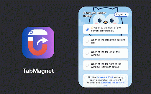 TabMagnet - Open Tabs Next to Current :: Master your Chrome tab workflow! Control where new tabs open and where to jump when closing tabs. Boost your productivity with…
