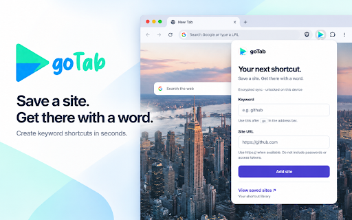 goTab :: Navigate to URLs using custom keywords