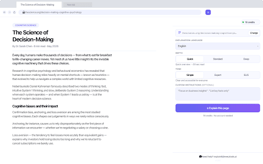 ExplainIt — Webpage AI Explainer :: Instantly explain any webpage with AI. Articles, Wikipedia, docs, blogs — understand anything in seconds.