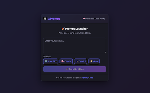 XPrompt - Multi-AI Prompt Runner: ChatGPT, Gemini, Claude, Grok :: Multi-LLM prompt runner without API keys. Send one prompt to ChatGPT, Gemini, Claude, Grok etc.