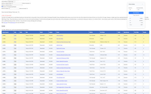 CNO Parlay Buddy :: Adds a small window with the ability to select and devig multiple legs on the CNO +EV page