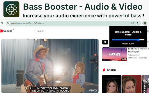 Bass Booster - Audio & Video :: Use this extension to adjust the bass levels of any video and audio directly on any webpage.