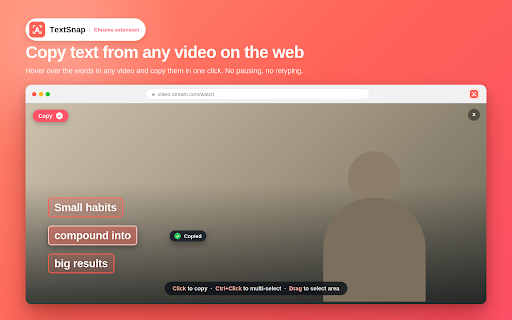 TextSnap - Copy Text from Video :: Pause any video, recognize on-screen text, and copy it with a click.
